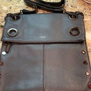 Hammitt Large Montana Crossbody. Black/Gunmetal